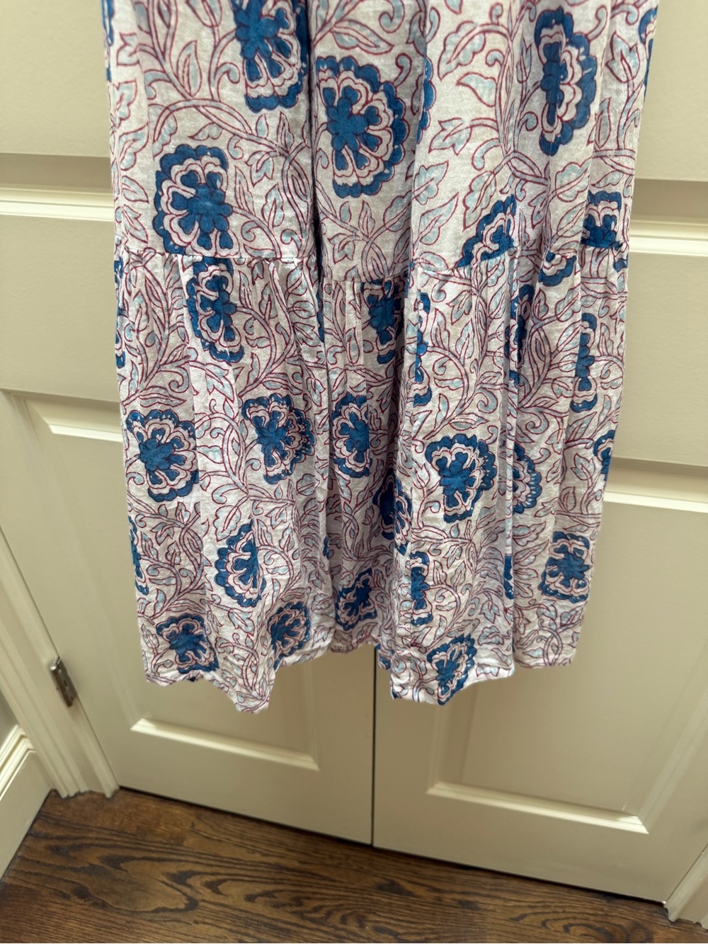Oliphant Cream Dress with Blue and Red Floral Print - Picture 7 of 10